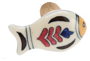 Korková zátka na lahev Fish blue / Red Pattern B - modrá
