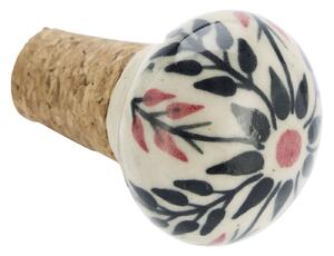 Korková zátka na lahev Off White / Floral Pattern