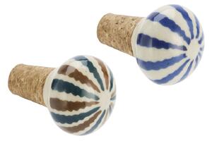 Korková zátka na lahev Brown / Blue Pattern modrá