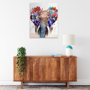 Obraz na plátně - Slon s motýly - 40x50 cm - CZ výroba