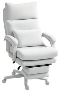 HOMCOM Ergonomická kancelářská židle s bederní oporou, vysokým opěrákem, podnožkou, výškově nastavitelná otočná židle s vzhledem lnu, polstrovaná počí