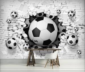 Fototapeta - 3D fotbaly v Brickwallu (152,5x104 cm)