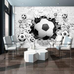 Fototapeta - 3D fotbaly v Brickwallu (152,5x104 cm)