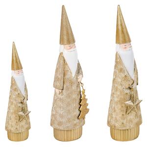 Sada 3 vánočních dekorací TENNILA 23/31/32 cm Santa Claus Zlatá