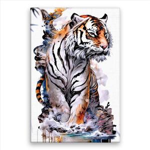 Obraz na plátně - Tygr na břehu - 80x120 cm - CZ výroba