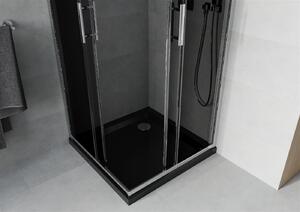 MEXEN - Rio sprchový kout, čtvercový, 90 x 90 cm - grafitová šedá - chrom + sprchová vanička, se sifonem - černá - 860-090-090-01-40-4070