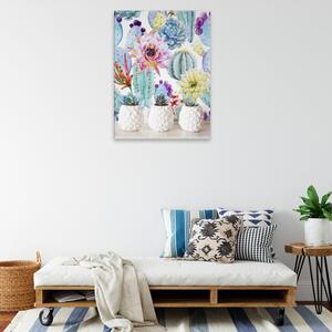 Obraz na plátně - Kaktusy v bílém květináči - 30x40 cm