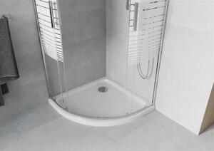 MEXEN - Rio sprchový kout, čtvrtkruhový 80 x 80 cm - dekor - chrom + sprchová vanička, se sifonem - bílá - 863-080-080-01-20-4110