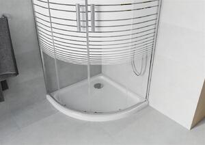 MEXEN - Rio sprchový kout, čtvrtkruhový 80 x 80 cm - dekor - chrom + sprchová vanička, se sifonem - bílá - 863-080-080-01-20-4110