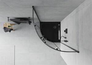 MEXEN - Rio sprchový kout, čtvrtkruhový 70 x 70 cm - transparentní - černá + sprchová vanička, se sifonem - černá - 863-070-070-70-00-4170B