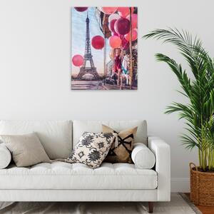 Obraz na plátně - Červené balonky v Paříži - 40x50 cm