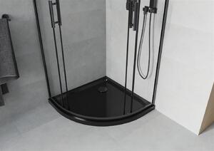 MEXEN - Rio sprchový kout, čtvrtkruhový 70 x 70 cm - transparentní - černá + sprchová vanička, se sifonem - černá - 863-070-070-70-00-4170B