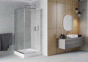 MEXEN - Rio sprchový kout, čtvercový, 90 x 90 cm, transparentní - chrom + sprchová vanička, Rio - bílá - 860-090-090-01-00-4510
