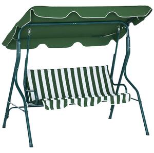 Outsunny Hollywood houpací lavice, 3-místná zahradní houpačka, houpačka s nastavitelným slunečníkem, ocelový rám, zelená 170 x 110 x 153 cm | Aosom