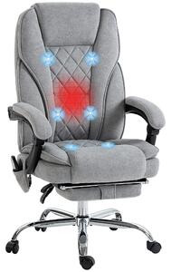 Vinsetto kancelářská židle s vibrační masáží, ergonomická kancelářská židle s funkcí sklápění a vytápěním, nastavitelná otočná židle s opěrkou na nohy