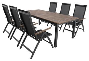 Doppler EXPERT WOOD Plus - zahradní hliníková sedací souprava 6+1