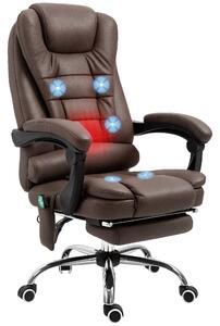 Kancelářská židle Vinsetto s masážní funkcí, ergonomická kancelářská židle s možností sklonu a vyhřívání, výškově nastavitelná počítačová židle s opěr