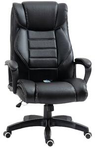 Kancelářská židle Vinsetto s masážní funkcí, ergonomická exekutivní židle s vibrační masáží, houpací funkce, výškově nastavitelná otočná židle, černá