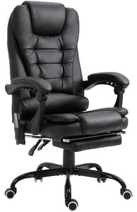 Ergonomická kancelářská židle Vinsetto s masážní funkcí, sklápěcí funkce, výškově nastavitelná otočná židle s dálkovým ovládáním a boční kapsou, černá