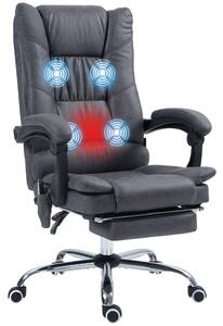 Vinsetto Kancelářská Židle s Vzduchovým Masážním Ergonomickým Designem, S Hřejivým Bederním Polštářem, Funkcí Nákledu, Opěrkou na Nohy, Výškově Nastav
