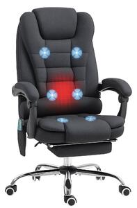Kancelářská židle Vinsetto s masážní funkcí, ergonomická kancelářská židle s polohováním a vyhříváním, výškově nastavitelná počítačová židle s podnožk