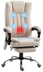Vinsetto kancelářská židle s masážní funkcí, ergonomická stolička s vyhříváním, sklopná a výškově nastavitelná otočná židle s podnožkou a boční kapsou