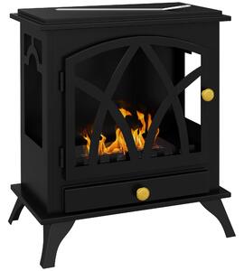 HOMCOM Volně stojící bioetanolová krb s 1,2L hořákem a 3hodinovou dobou, ocelový bio krb s pokrytím 25㎡, 45x28x54cm, černý | Aosom