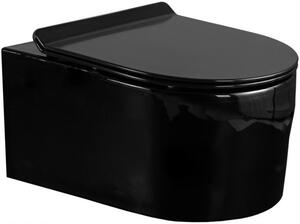MEXEN - Sofia WC mísa Rimless prkénko se zpomalovacím mechanismem Slim, duroplast, černá lesk - 30544070