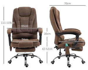 Vinsetto Masážní a Hřejivá Kancelářská Židle Ergonomická Kancelářská Židle S Nastavitelnou Výškou Sklopné Zádové Opěrky S Odkládacím Podnožím + Integr