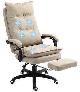 Masážní kancelářská židle Vinsetto, ergonomická židle s nastavitelnou výškou, sklápěcí opěradlo, vestavěný podnožník, ovládání pomocí kabelového ovlad
