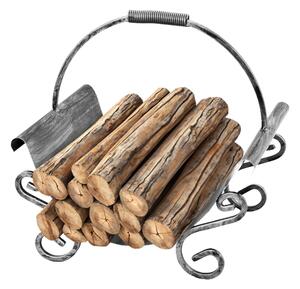 Koš na dřevo do krbu - Stříbrná patina (Versanis)