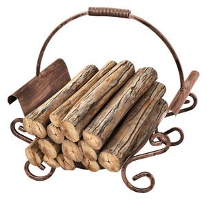 Koš na dřevo do krbu - Měděná patina (Versanis)