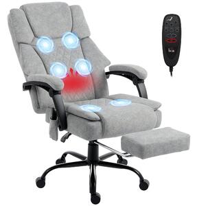 HOMCOM kancelářské křeslo s masáží — ergonomické polohovatelné vyhřívané manažerské křeslo, široké sedadlo, vzhled sametu, výškově nastavitelné, dálko