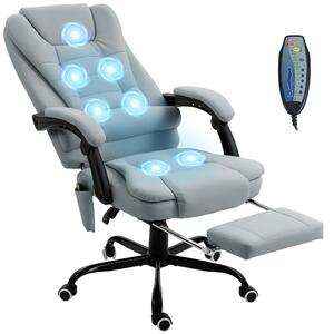 Vinsetto Executive Massage Office Chair — Ergonomic, Height-Adjustable Recliner with Wired Remote, Retractable Footrest, 360° Swivel (Gray) | Aosom