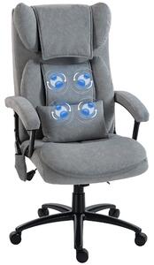 HOMCOM ergonomická kancelářská židle s masáží a houpací funkcí — vysoké opěradlo, 4 hnětací uzly, bederní opora, potištěný samet, šedá | Aosom