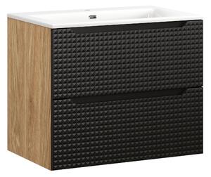 Comad Koupelnová skříňka s keramickým umyvadlem Luxor Black 70 cm - černá mat