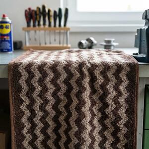 Jahu froté pracovní bavlněný ručník ZIG ZAG, hnědý 230g/m2, 50x100cm