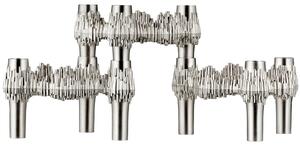 Designový svícen STOFF Nagel Quist Brushed Chrome – set 3 ks