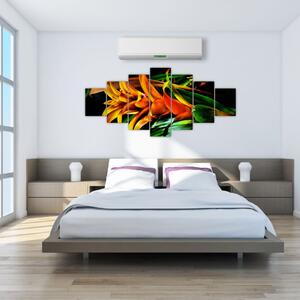 Obraz oranžové kytice (210x100 cm)