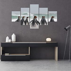 Obraz tučňáků u oceánu (125x70 cm)