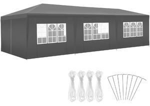 Tectake Pavilon Miramas s 8 bočními díly, vodotěsný, 9x3m - šedá