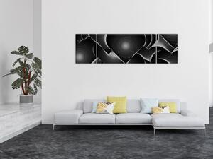 Obraz černo-bílých srdcí (170x50 cm)