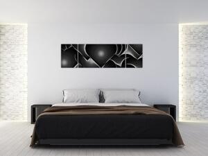 Obraz černo-bílých srdcí (170x50 cm)