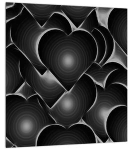 Obraz černo-bílých srdcí (30x30 cm)