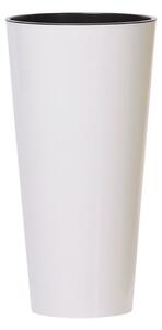 Prosperplast Květináč TUBUS SLIM + vklad bílý lesk 15cm