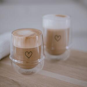 Dvoustěnná sklenice na cappuccino Heart 220 ml