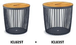 Prosperplast Set 2 univerzálních košů CLUBO s bambusovými víky 25+35l antracit