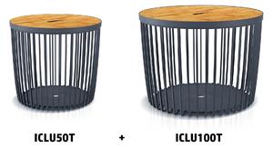 Prosperplast Set 2 univerzálních košů CLUBO s bambusovými víky 50+100l antracit