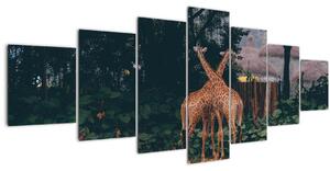 Obraz dvou žiraf (210x100 cm)