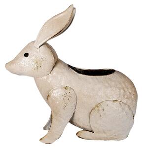 Béžový antik kovový obal na květináč ve tvaru králíka - 40*17*40 cm